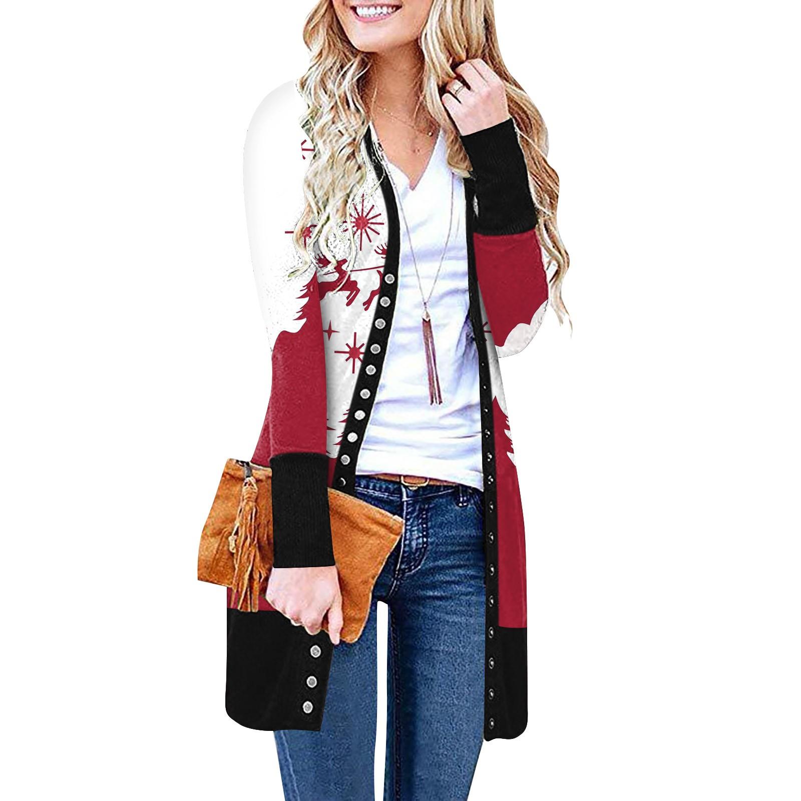 Женский повседневный кардиган с длинными рукавами и постепенным рождественским принтом, легкая куртка XXL белый
Женский повседневный кардиган с длинными рукавами и постепенным рождественским принтом, легкая куртка XXL белый