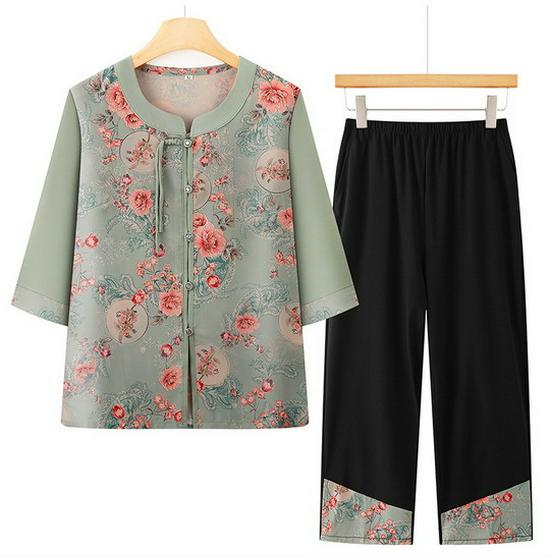 Grandmother s Summer Seven-Sleeve Blouse & Pants Set - Senior Women s Clothing 4XL (suggest 130-145 jin) зелений
Grandmother s Summer Seven-Sleeve Blouse & Pants Set - Senior Women s Clothing 4XL (suggest 130-145 jin) зелений