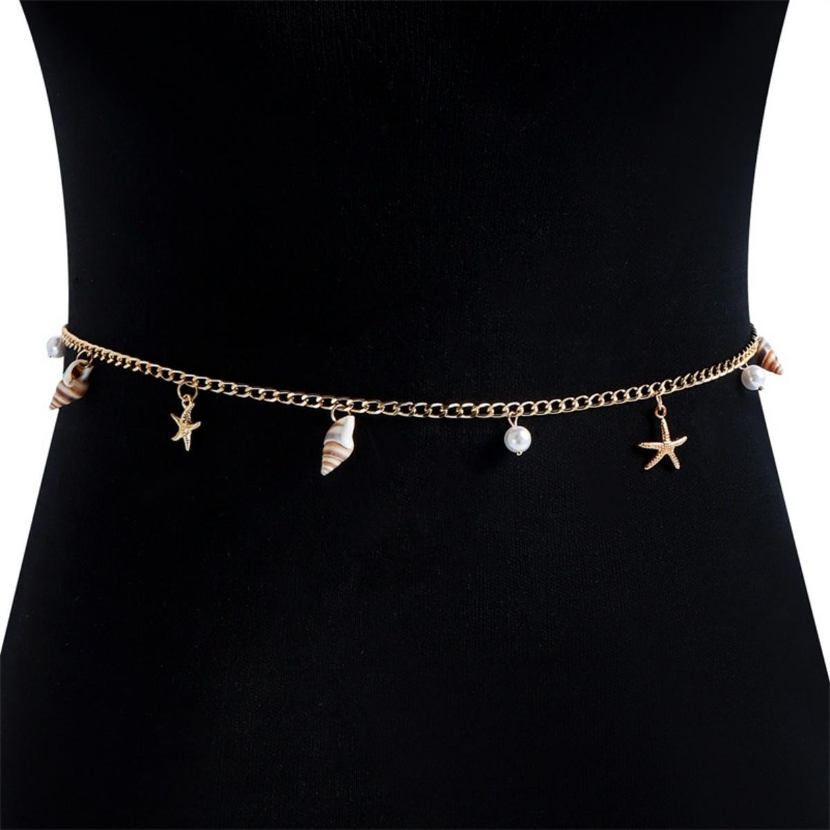Metal Starfish Imitation Conch Shell Pearl Necklace Bracelet Waist Chain Set For Women Men Sea Star Beach Vacation Jewelry Set
Metal Starfish Imitation Conch Shell Pearl Necklace Bracelet Waist Chain Set For Women Men Sea Star Beach Vacation Jewelry Set