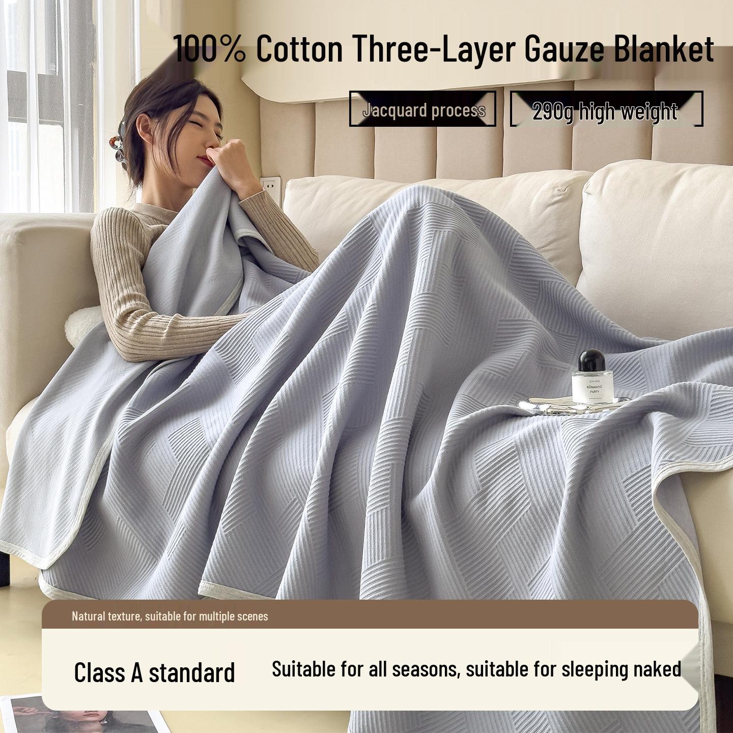 Class A Pure Cotton Three-Layer Gauze Blanket: Summer Cool, All-Season Jacquard Nap & Air Conditioning Quilt 100x150cm Single Summer Blanket
Class A Pure Cotton Three-Layer Gauze Blanket: Summer Cool, All-Season Jacquard Nap & Air Conditioning Quilt 100x150cm Single Summer Blanket