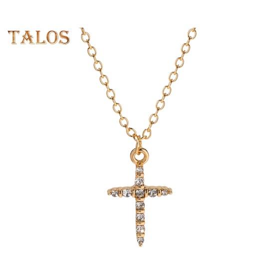 Женское ожерелье с подвеской в виде креста со стразами, полая цепочка, женское ожерелье на ключицу, повседневное, выпускное, вечернее, езда на работу, шея, ювелирные изделия золотистый