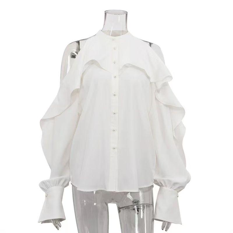 Western Style Fashion Design Sense Frill off Shoulder Long sleeve Shirts Ruffled off Shoulder Shirt White L
Western Style Fashion Design Sense Frill off Shoulder Long sleeve Shirts Ruffled off Shoulder Shirt White L