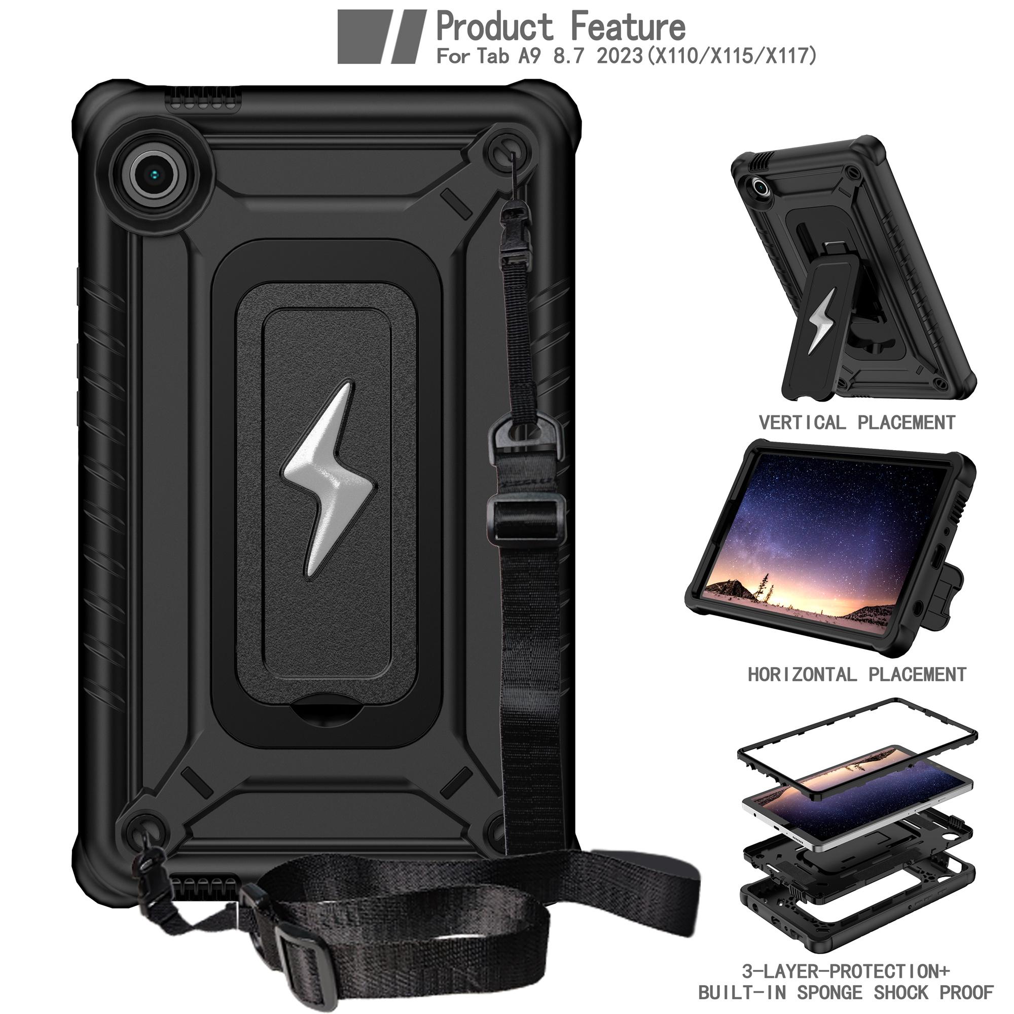 For Samsung Galaxy Tab A9 Case Kickstand PC+Silicone Tablet Cover with Shoulder Strap Black
For Samsung Galaxy Tab A9 Case Kickstand PC+Silicone Tablet Cover with Shoulder Strap Black