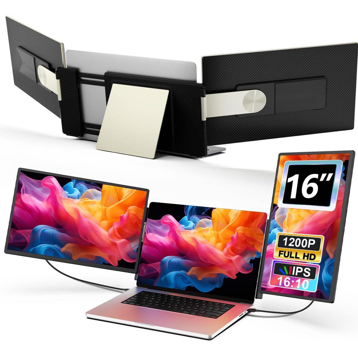 16 Inch Mobile Monitor Dual Updated 1200P FHD Portable Aspect Ratio Rotatable and Detachable Lightweight for Laptop with Travel Suitable for Display, чорний
16 Inch Mobile Monitor Dual Updated 1200P FHD Portable Aspect Ratio Rotatable and Detachable Lightweight for Laptop with Travel Suitable for Display, чорний