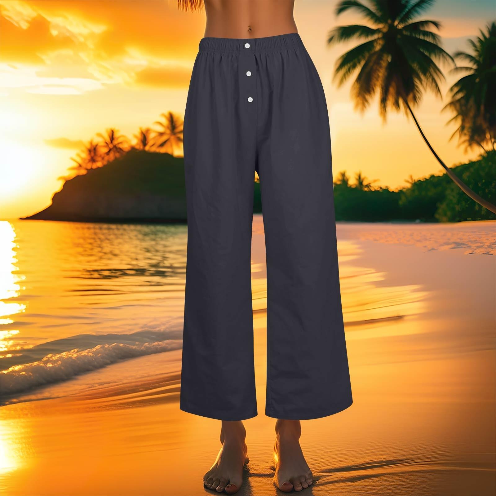 Women s Fashion Loose Casual With Button Elastic Waist Wide Leg Pants Casual Pants L
Women s Fashion Loose Casual With Button Elastic Waist Wide Leg Pants Casual Pants L
