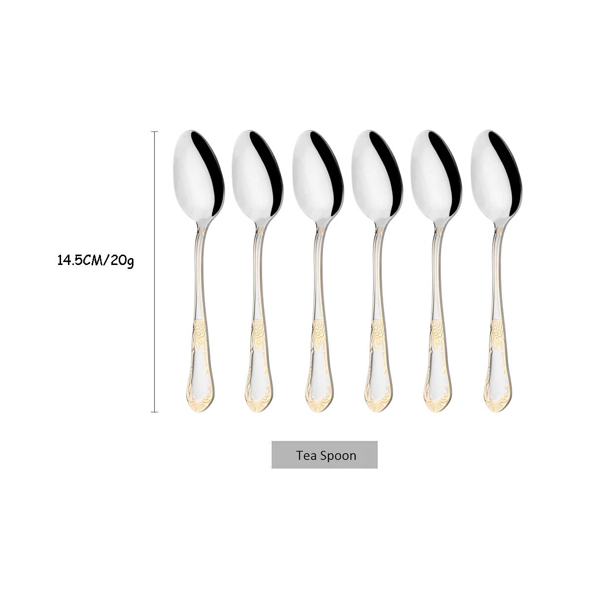 6People Vintage Gold Cutlery Set 18/10 Stainless Steel Tableware Set Knife Fork Tea Spoon Dinnerware Silverware Kitchen Flatware
6People Vintage Gold Cutlery Set 18/10 Stainless Steel Tableware Set Knife Fork Tea Spoon Dinnerware Silverware Kitchen Flatware