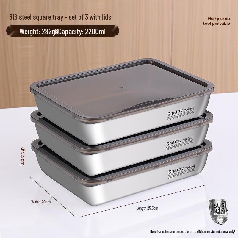 HANDUNYOU 3-Piece 316L Stainless Steel Food Storage Container Set
HANDUNYOU 3-Piece 316L Stainless Steel Food Storage Container Set