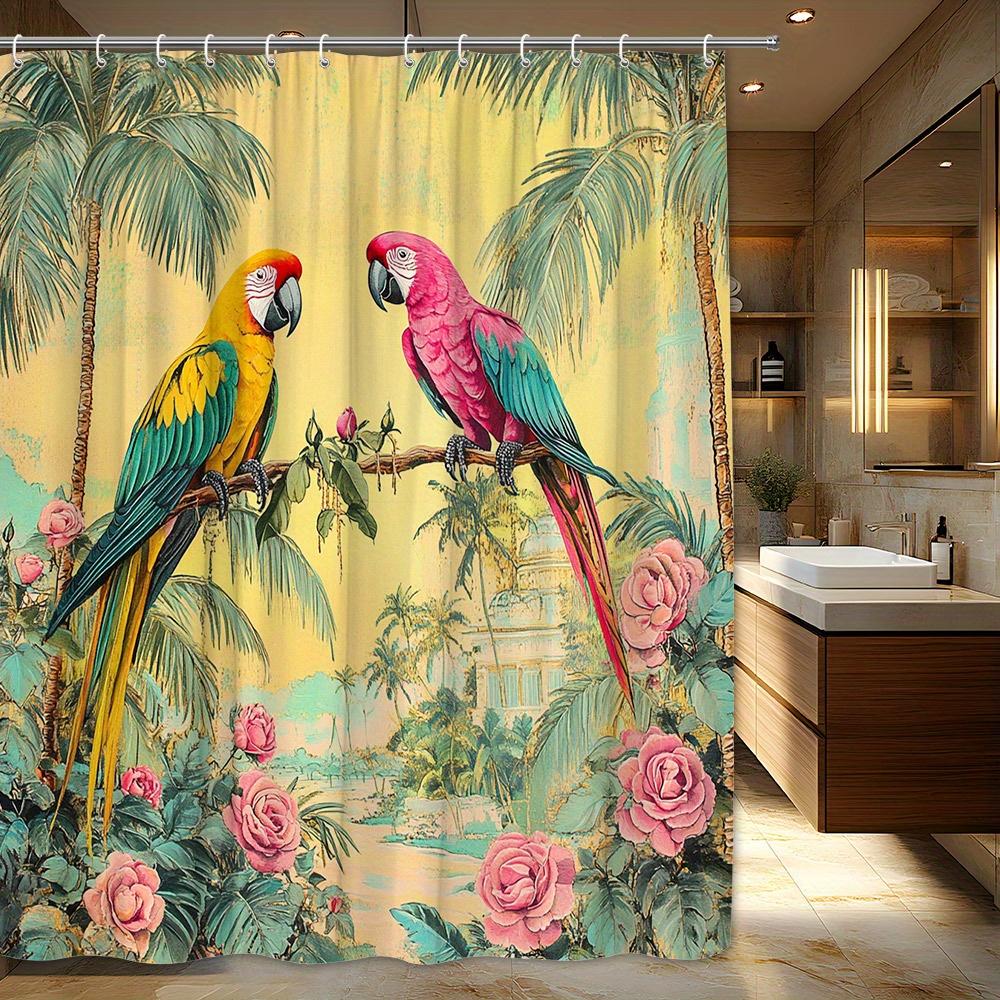 1pc Vibrant Macaws Shower Curtain - Tropical Botanical Design with Colorful Birds, Palm Trees & Pink Roses, Vintage Style Polyes 90x180cm
1pc Vibrant Macaws Shower Curtain - Tropical Botanical Design with Colorful Birds, Palm Trees & Pink Roses, Vintage Style Polyes 90x180cm