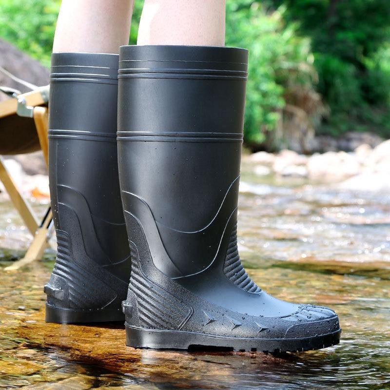 Высокие резиновые сапоги Мужские высокие резиновые сапоги Водонепроницаемые и нескользящие Утолщенные износостойкие рыбацкие водные сапоги Водная обувь 46 чёрный