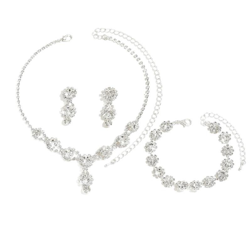 Women Floral Rhinestones Earrings Necklace and Bracelet Set with Sparkling Design for Elegant Parties Comfortable Fit 1
Women Floral Rhinestones Earrings Necklace and Bracelet Set with Sparkling Design for Elegant Parties Comfortable Fit 1