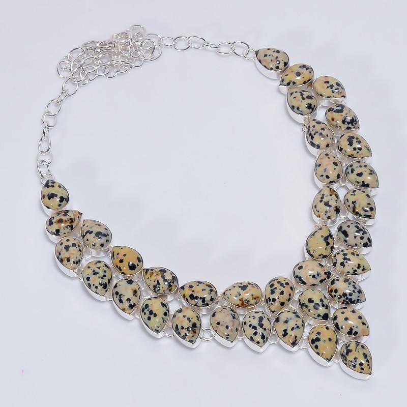 Dazzling Top Grade Qualite 100% Natural Dalmatian Jasper Pear Shape Ethnic Style Handmade Jewelry 925 Steling Silver Necklace 19 WSJ-5128 срібний
Dazzling Top Grade Qualite 100% Natural Dalmatian Jasper Pear Shape Ethnic Style Handmade Jewelry 925 Steling Silver Necklace 19 WSJ-5128 срібний