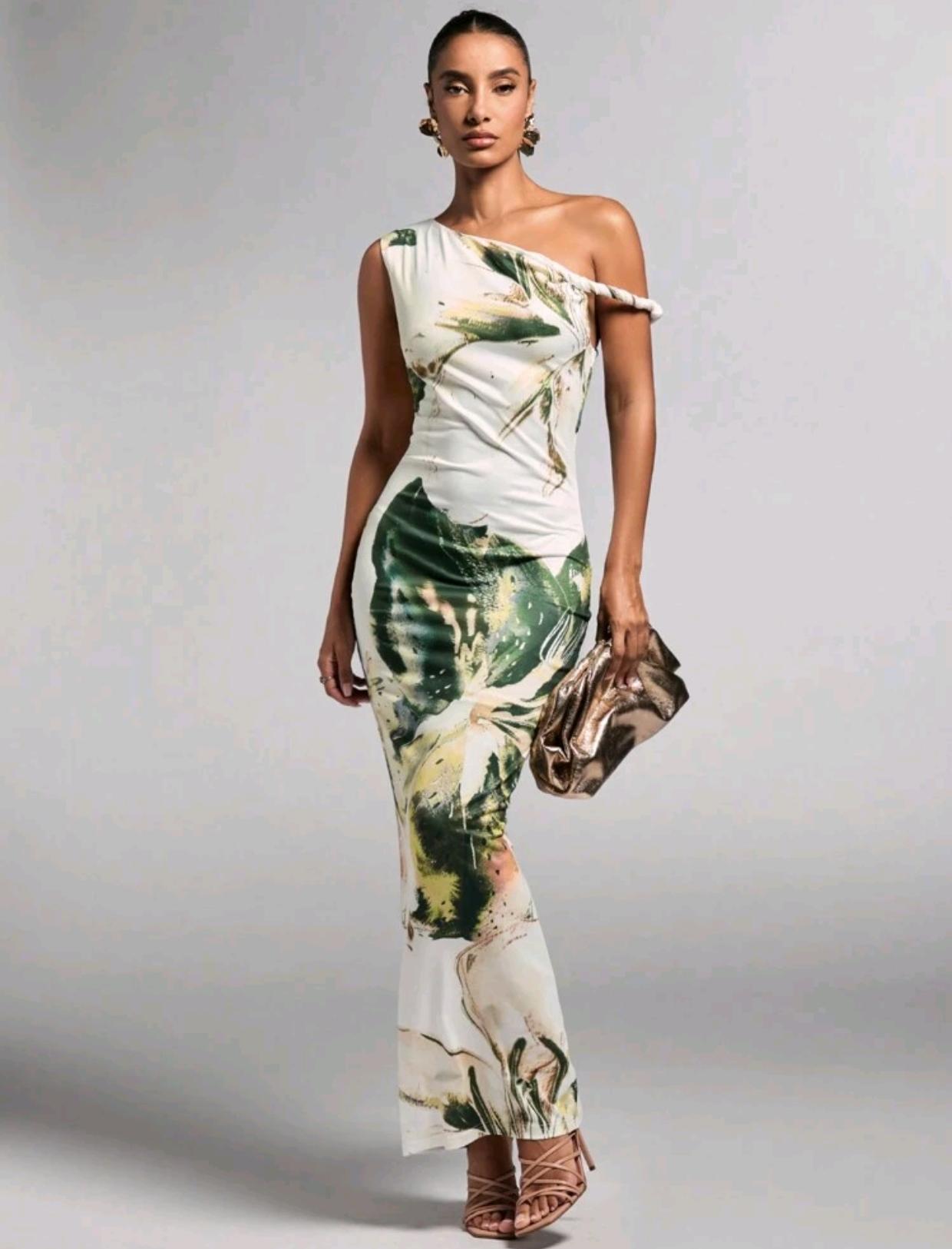 Women s Floral Print Sleeveless One-Shoulder Maxi Dress Small зелений
Women s Floral Print Sleeveless One-Shoulder Maxi Dress Small зелений
