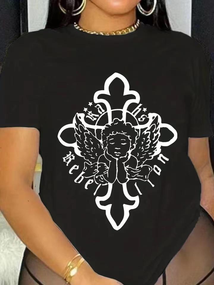 European and American spot printed crew neck T-shirt spring and summer casual short-sleeved crew neck top short-sleeved women s T-shirt 5XL
European and American spot printed crew neck T-shirt spring and summer casual short-sleeved crew neck top short-sleeved women s T-shirt 5XL