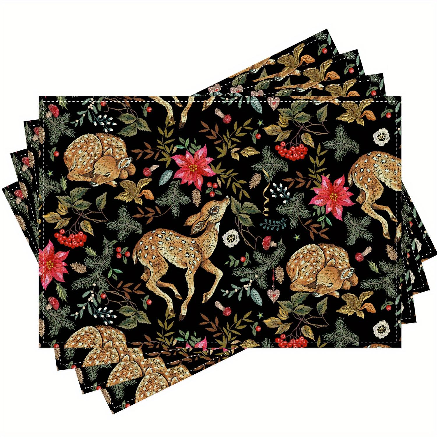 4/6pcs Elegant Deer & Floral Placemats - 12x18 Inch, Polyester, Hand Wash Only, Rectangular Table Mats for Christmas, Holiday 30x45cm-4PC
4/6pcs Elegant Deer & Floral Placemats - 12x18 Inch, Polyester, Hand Wash Only, Rectangular Table Mats for Christmas, Holiday 30x45cm-4PC