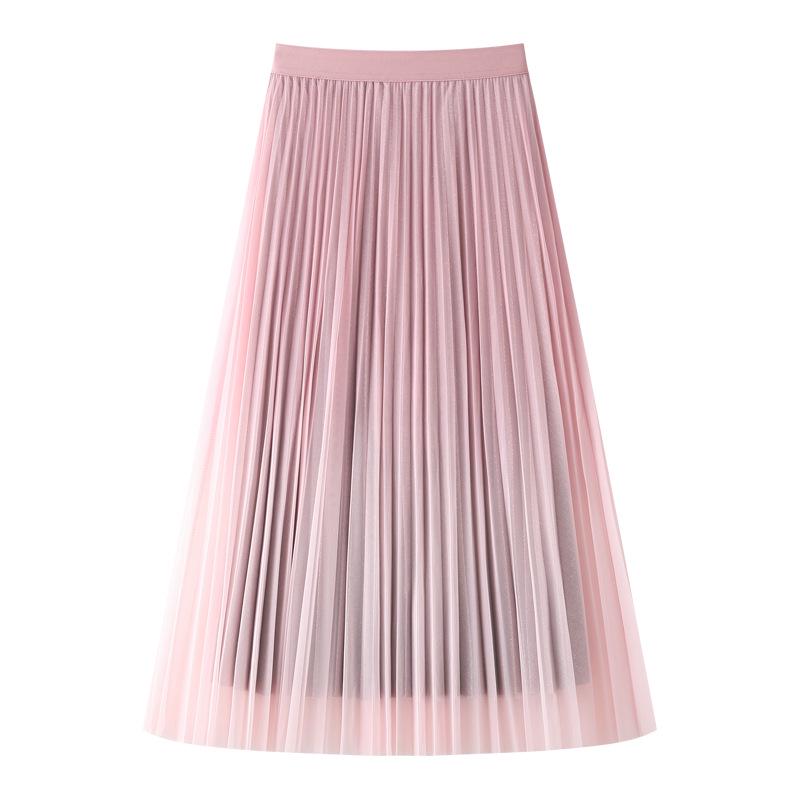 Women s Pink Mesh Draped Midi Skirt - 2025 Spring Collection, High Waist, A-Line Pleated Umbrella Design Extra Large 
Women s Pink Mesh Draped Midi Skirt - 2025 Spring Collection, High Waist, A-Line Pleated Umbrella Design Extra Large