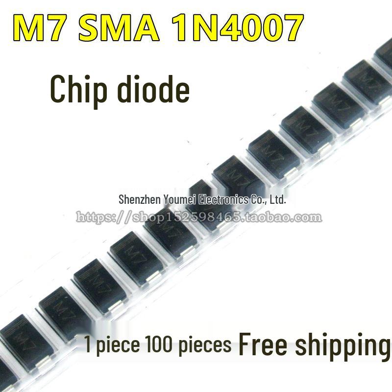 1N4007 M7 SMD Diodes 4x2.5mm 1A/1000V SMA (100 pcs) Model: 1N4007 (100 pcs)
1N4007 M7 SMD Diodes 4x2.5mm 1A/1000V SMA (100 pcs) Model: 1N4007 (100 pcs)