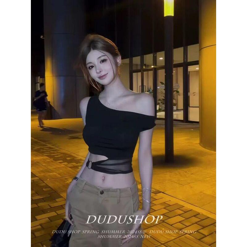 Hot and Stylish American-Style Black Off-Shoulder Irregular Short-Sleeve T-Shirt for Women, Summer Design, Slim Fit, High-Waisted, Spicy Short Top Black M
Hot and Stylish American-Style Black Off-Shoulder Irregular Short-Sleeve T-Shirt for Women, Summer Design, Slim Fit, High-Waisted, Spicy Short Top Black M