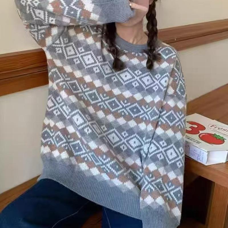 Women s Red & Cream Fair Isle Knit Sweater Oversized Crew Neck Pullover OneSize сірий
Women s Red & Cream Fair Isle Knit Sweater Oversized Crew Neck Pullover OneSize сірий