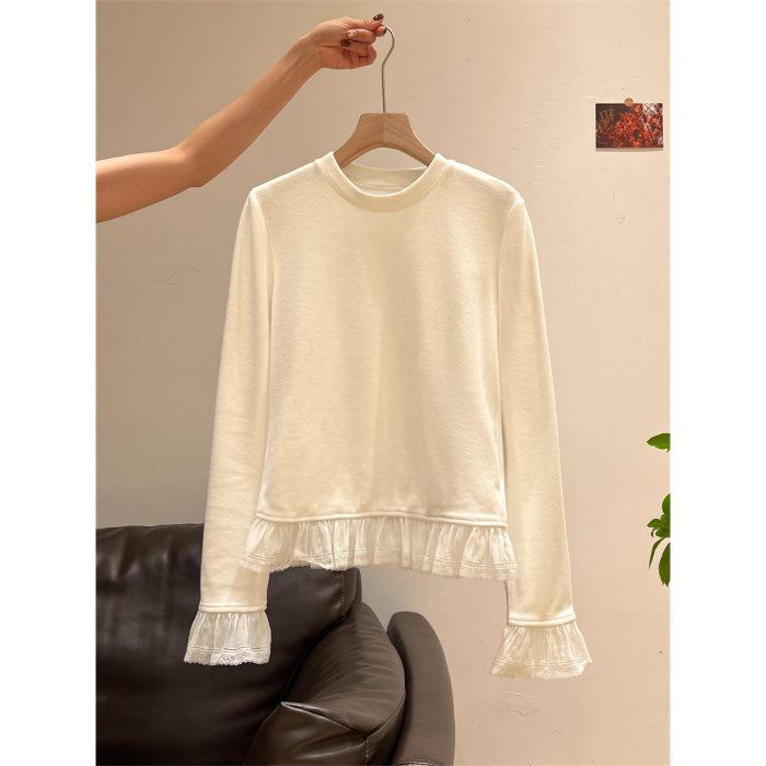 Korean Style Lace Trim Fleece Patchwork Long Sleeve T-Shirt for Autumn/Winter Women L грязно-белый
Korean Style Lace Trim Fleece Patchwork Long Sleeve T-Shirt for Autumn/Winter Women L грязно-белый