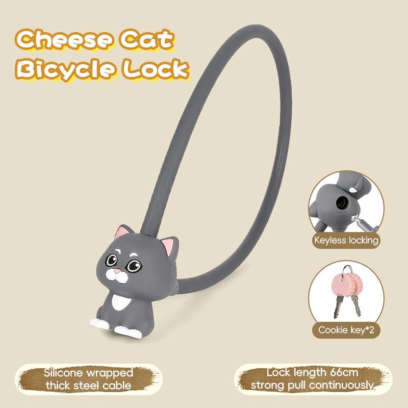Cute Cat Bicycle Lock 66cm Silicone Steel Cable Strong Anti-Theft Lock Cycling Accessories for Mountain Road Bikes
Cute Cat Bicycle Lock 66cm Silicone Steel Cable Strong Anti-Theft Lock Cycling Accessories for Mountain Road Bikes