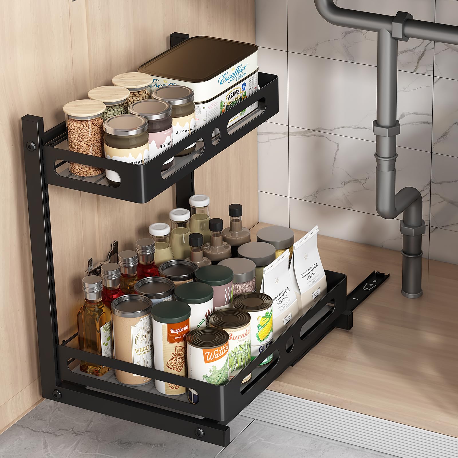 Органайзеры под раковину, Металлическая выдвижная корзина для шкафа и органайзер для хранения, 2-ярусный выдвижной органайзер для шкафа для кухни, ванной чёрный
Органайзеры под раковину, Металлическая выдвижная корзина для шкафа и органайзер для хранения, 2-ярусный выдвижной органайзер для шкафа для кухни, ванной чёрный