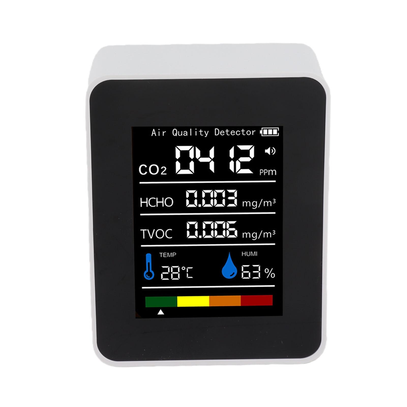 5 in 1 Air Quality Tester CO2 TVOC HCHO Temperature Humidity Test Digital Display Air Detector White
5 in 1 Air Quality Tester CO2 TVOC HCHO Temperature Humidity Test Digital Display Air Detector White
