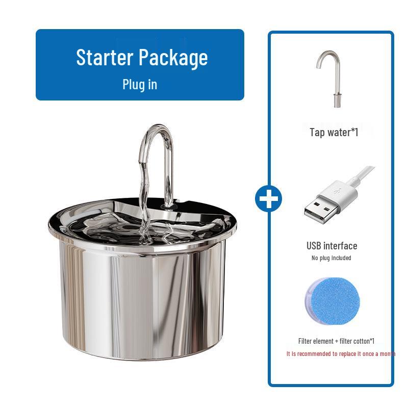 Smart Stainless Steel Pet Fountain: Automatic Circulation & Filter for Cats USB Interface - Global Use
Smart Stainless Steel Pet Fountain: Automatic Circulation & Filter for Cats USB Interface - Global Use