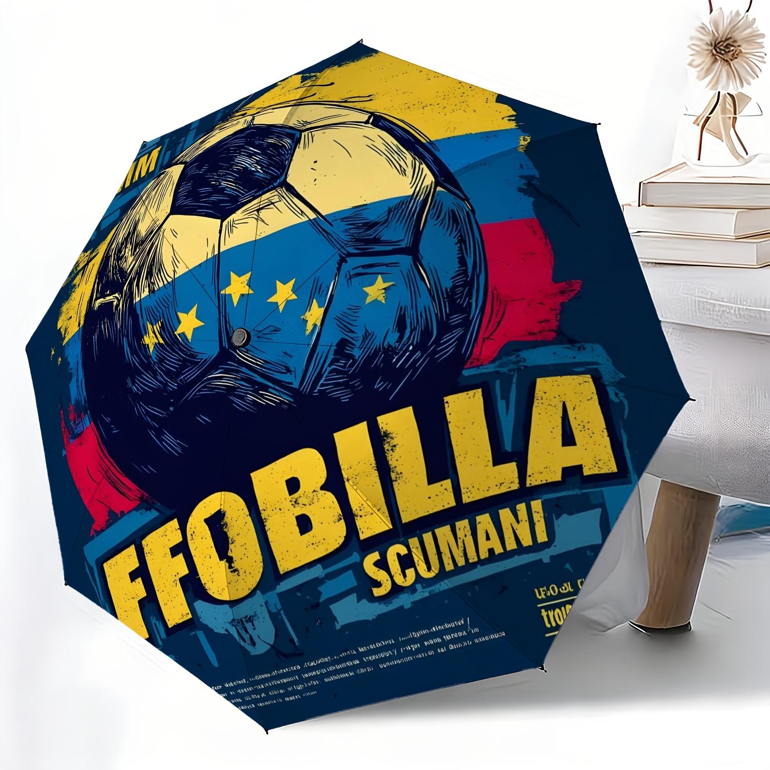 1pc of Football Flag Graffiti Art Design Portable Household Essential Folding Umbrella, Durable Iron Frame Structure, Iron Rod
1pc of Football Flag Graffiti Art Design Portable Household Essential Folding Umbrella, Durable Iron Frame Structure, Iron Rod
