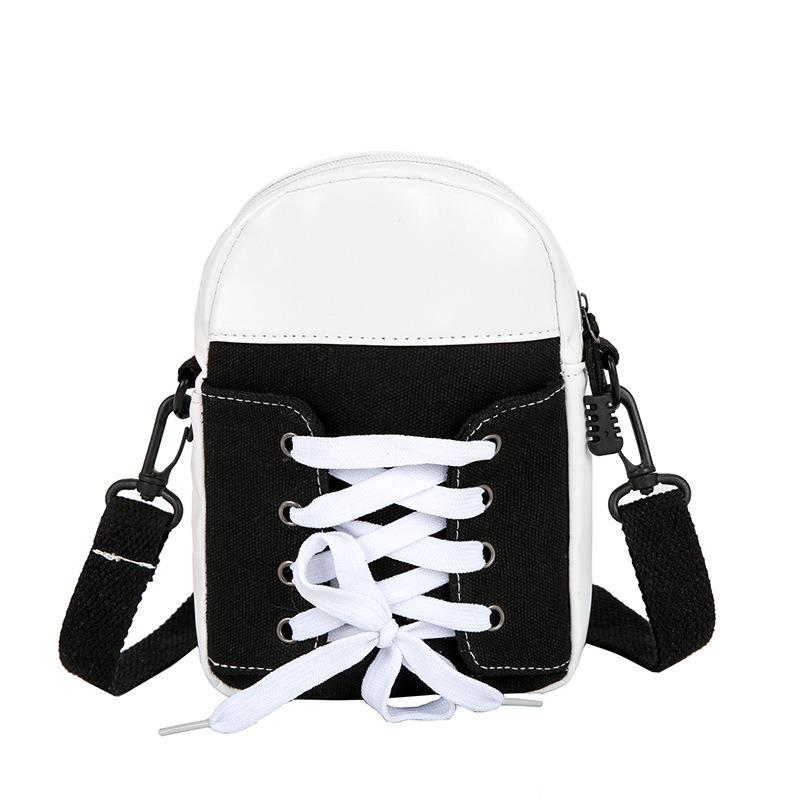 Сетчатая красная маленькая сумка женская корейская версия диагональная сумка для мобильного телефона милая холщовая сумка для девочек чёрный