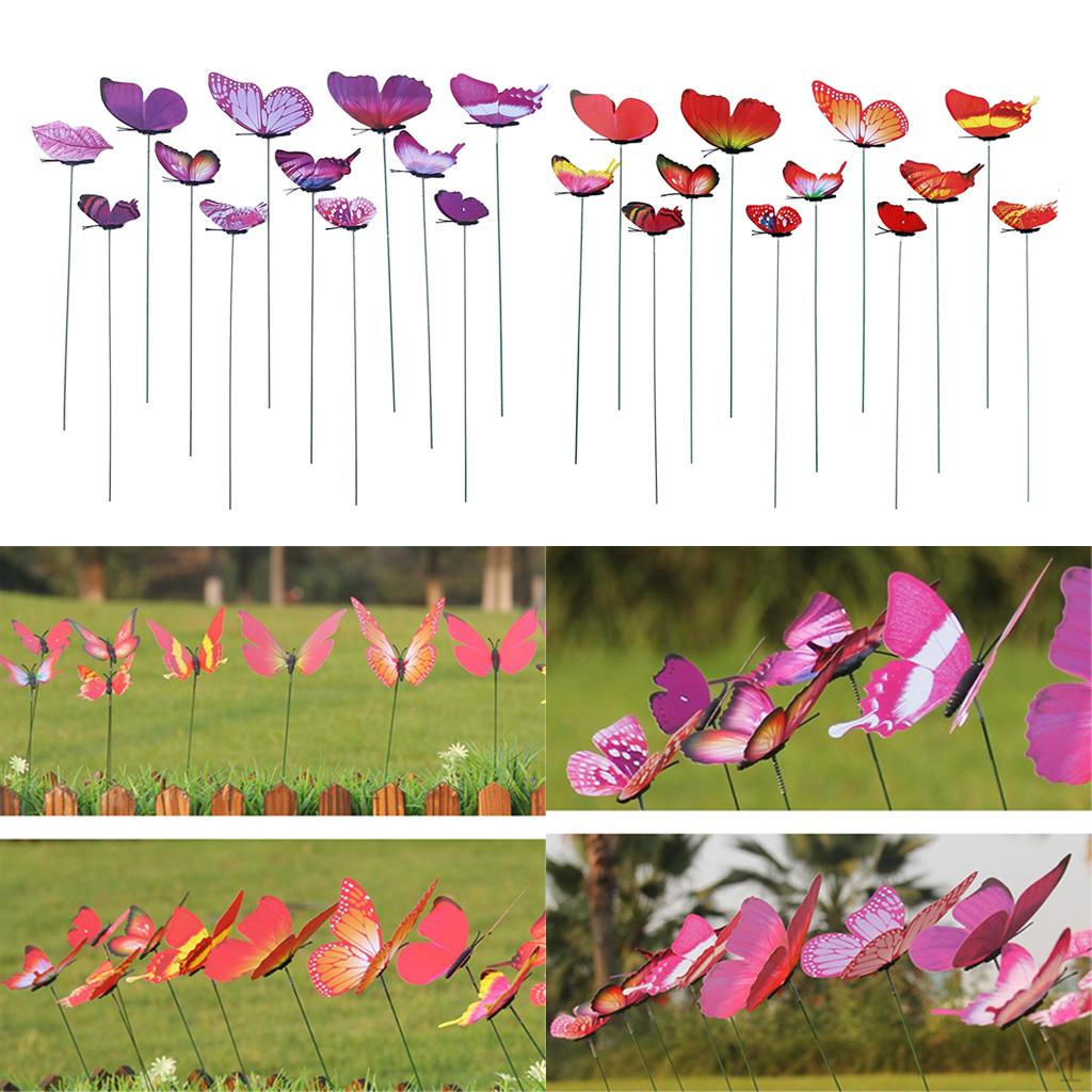 24 Ярд Кашпо Красочные Причудливые Колышки-Бабочки Бонсай Клумба Горшок Украшения Красный Фиолетовый