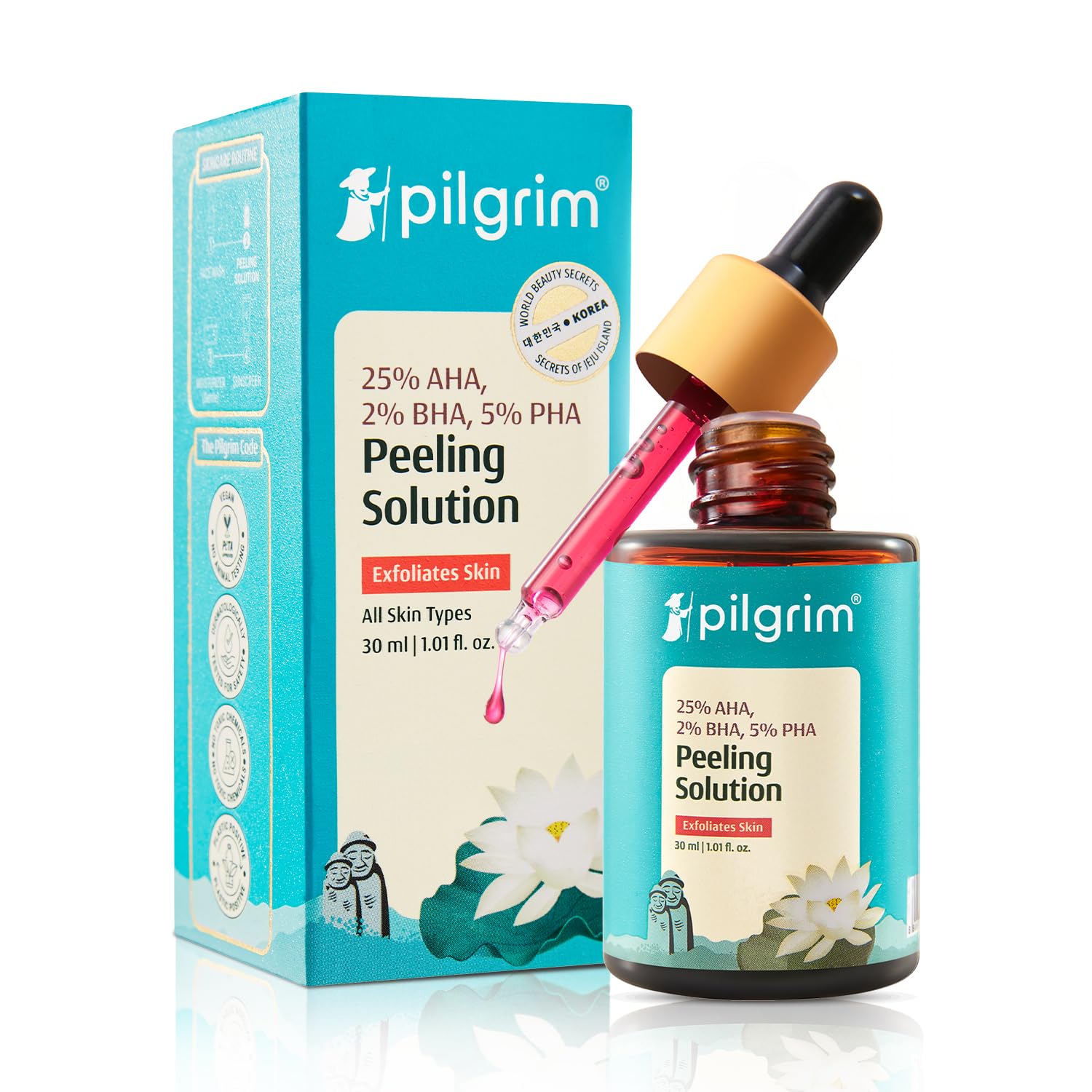 Pilgrim 25% AHA BHA PHA Peeling Solution 30 ml For Face And Body, 10 Minute Home Facial For Brighter Smooth Skin
Pilgrim 25% AHA BHA PHA Peeling Solution 30 ml For Face And Body, 10 Minute Home Facial For Brighter Smooth Skin