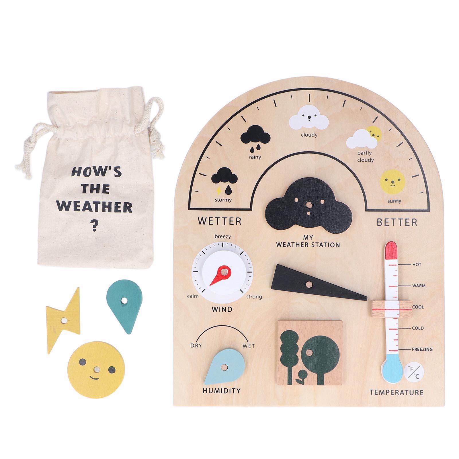 Kids Weather Station Toy Set Wooden Weather Knowledge Learning Science Educational Toy
Kids Weather Station Toy Set Wooden Weather Knowledge Learning Science Educational Toy