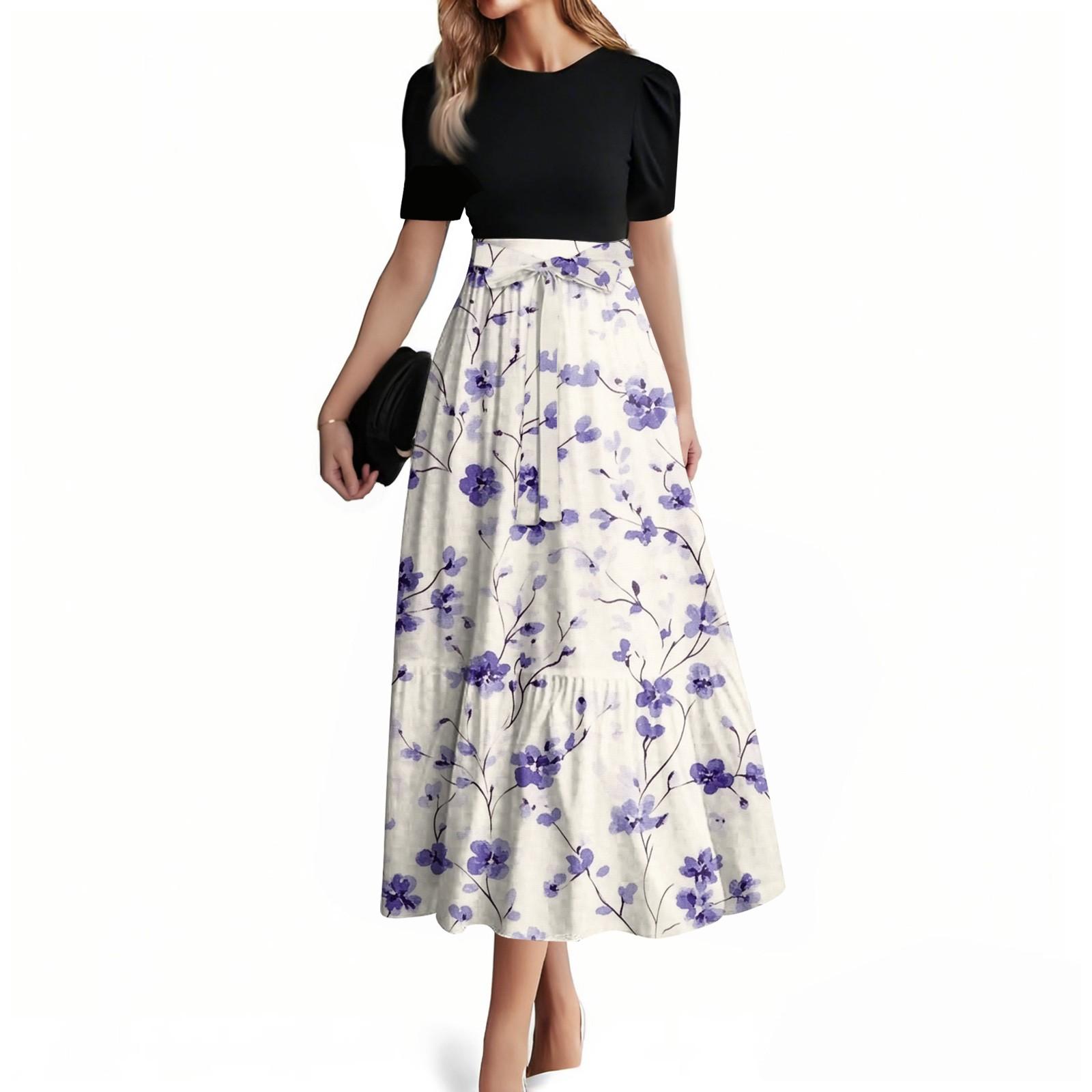 Women s Fashion Casual Belt Short Sleeve Round Neck Stitching Elegant Temperament Dress XL фіолетовий
Women s Fashion Casual Belt Short Sleeve Round Neck Stitching Elegant Temperament Dress XL фіолетовий