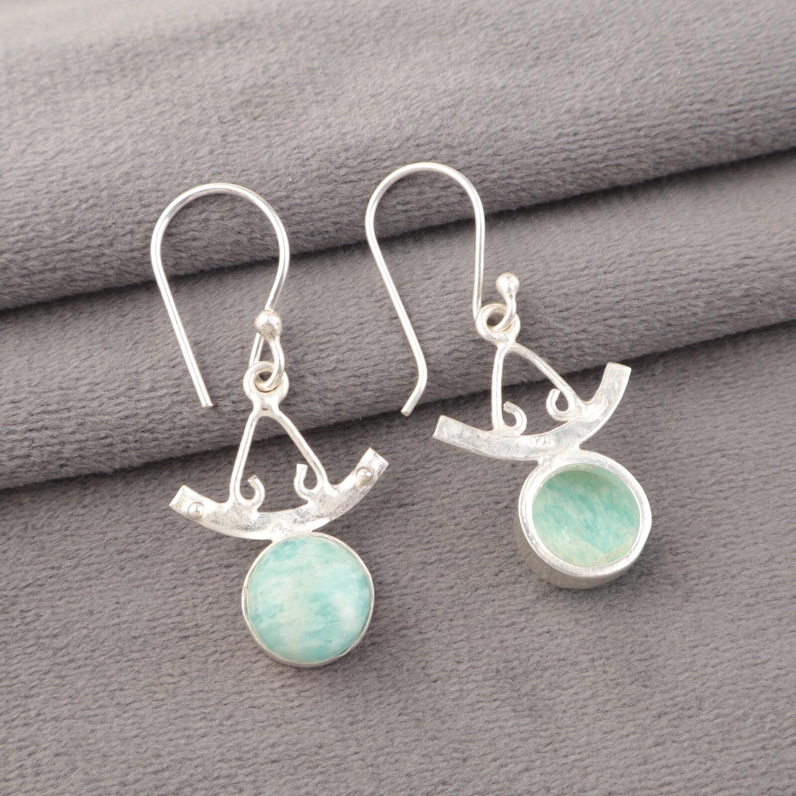 Natural Amazonite Gemstone 925 Sterling Silver Jewelry Handmade Earrings 1.63 EE-152-29
Natural Amazonite Gemstone 925 Sterling Silver Jewelry Handmade Earrings 1.63 EE-152-29