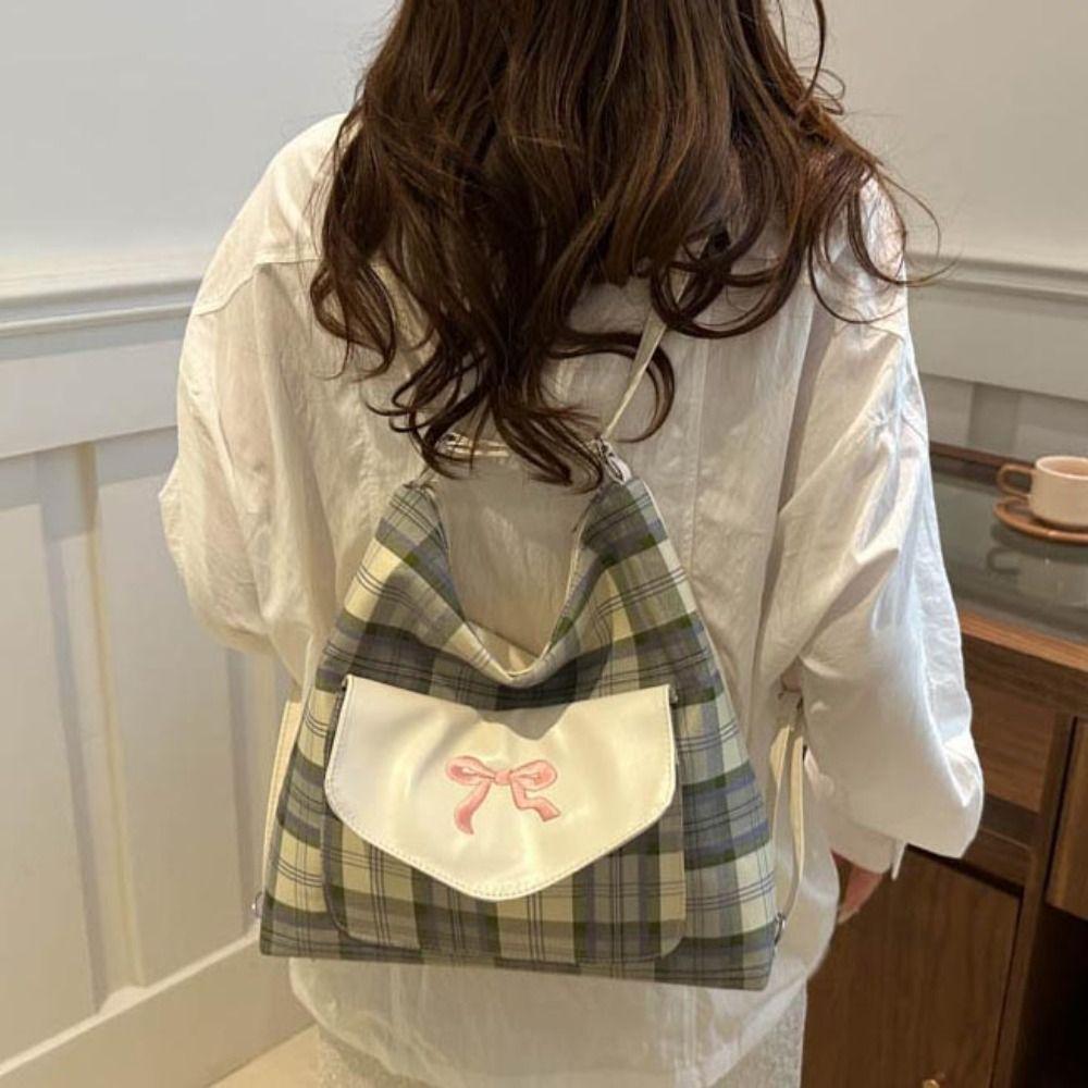 Adjustable Strap Bowknot Shoulder Bag Korean Style Student Backpack Lattice Tote Bag Outdoor зелёный
Adjustable Strap Bowknot Shoulder Bag Korean Style Student Backpack Lattice Tote Bag Outdoor зелёный