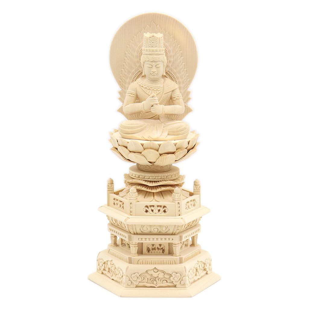 special Buddhist statue Dainichi Nyorai seated statue inches height 23 width depth carved Japanese cypress wood with a sun halo and hexagonal base
special Buddhist statue Dainichi Nyorai seated statue inches height 23 width depth carved Japanese cypress wood with a sun halo and hexagonal base