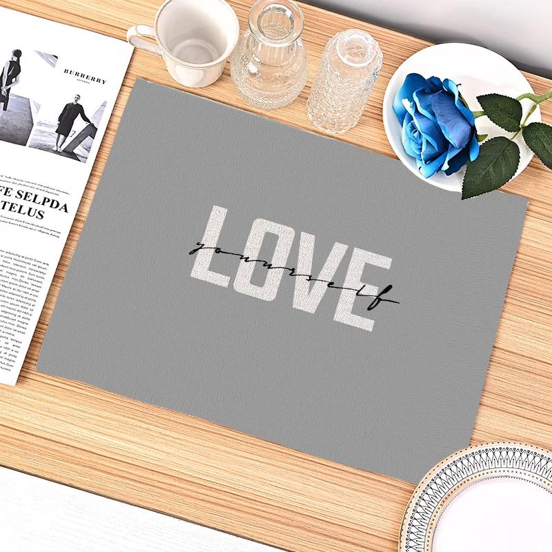 Gray Love Sweet Kitchen Placemat Linen Dining Table Mat 45x30cm Leaves Plant Coaster Pad Coffee Mats Bowl Cup Mat 2pcs 30x45cm
Gray Love Sweet Kitchen Placemat Linen Dining Table Mat 45x30cm Leaves Plant Coaster Pad Coffee Mats Bowl Cup Mat 2pcs 30x45cm