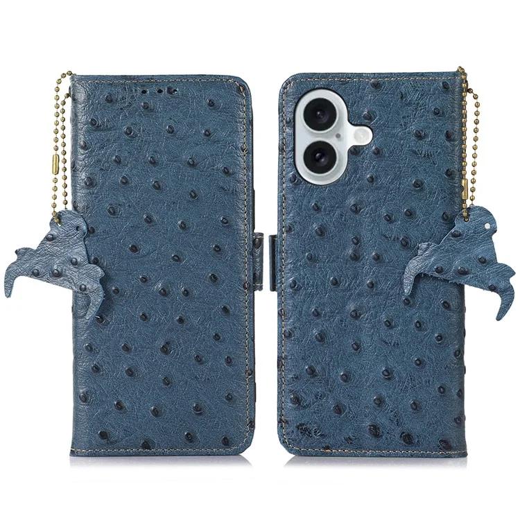 For iPhone 16 RFID Blocking Case Ostrich Texture Genuine Cow Leather Wallet Phone Cover
For iPhone 16 RFID Blocking Case Ostrich Texture Genuine Cow Leather Wallet Phone Cover