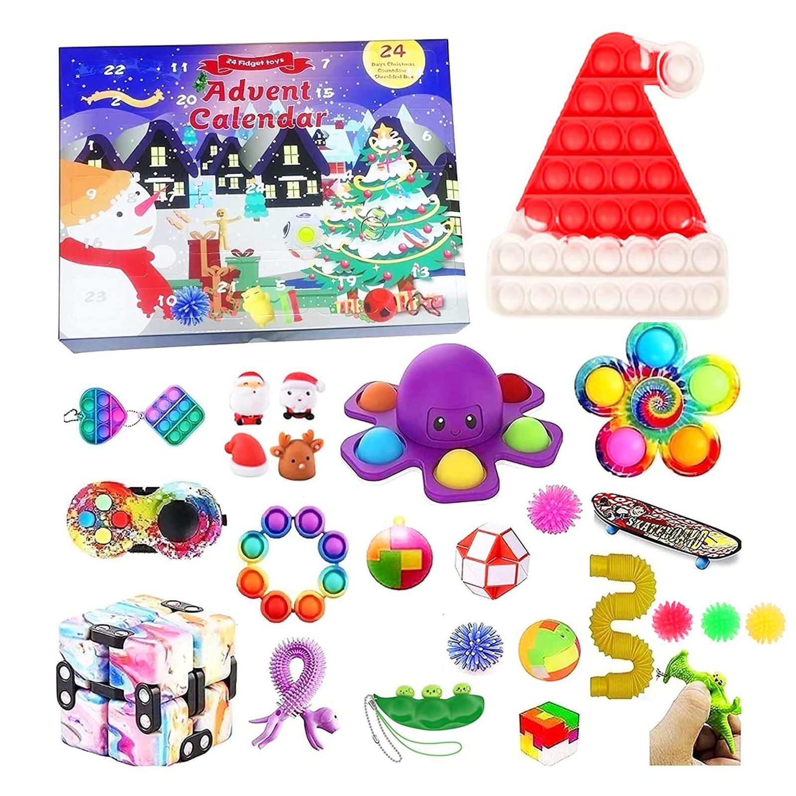 Sensory Fidget Toy Advent Calendar Set with Variety of Silicone Squeeze and Popper Toys for Stress Relief and Focus Development for Kids and Adults
Sensory Fidget Toy Advent Calendar Set with Variety of Silicone Squeeze and Popper Toys for Stress Relief and Focus Development for Kids and Adults