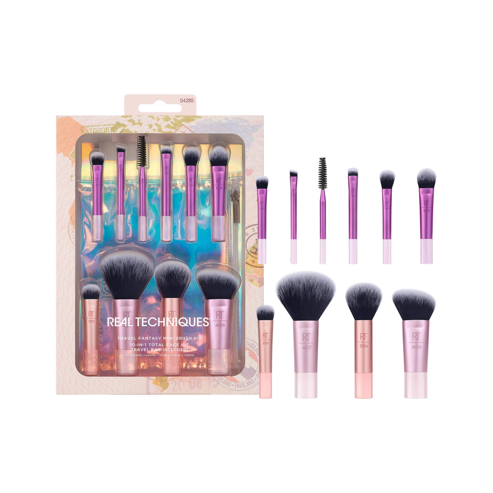 Real Techniques Travel Fantasy Mini Brush Travel Size Makeup Foundation with Makeup Gift Cruelty Free Set, Brushes, Eyeshadow, Powder, Blush, Contour,
Real Techniques Travel Fantasy Mini Brush Travel Size Makeup Foundation with Makeup Gift Cruelty Free Set, Brushes, Eyeshadow, Powder, Blush, Contour,