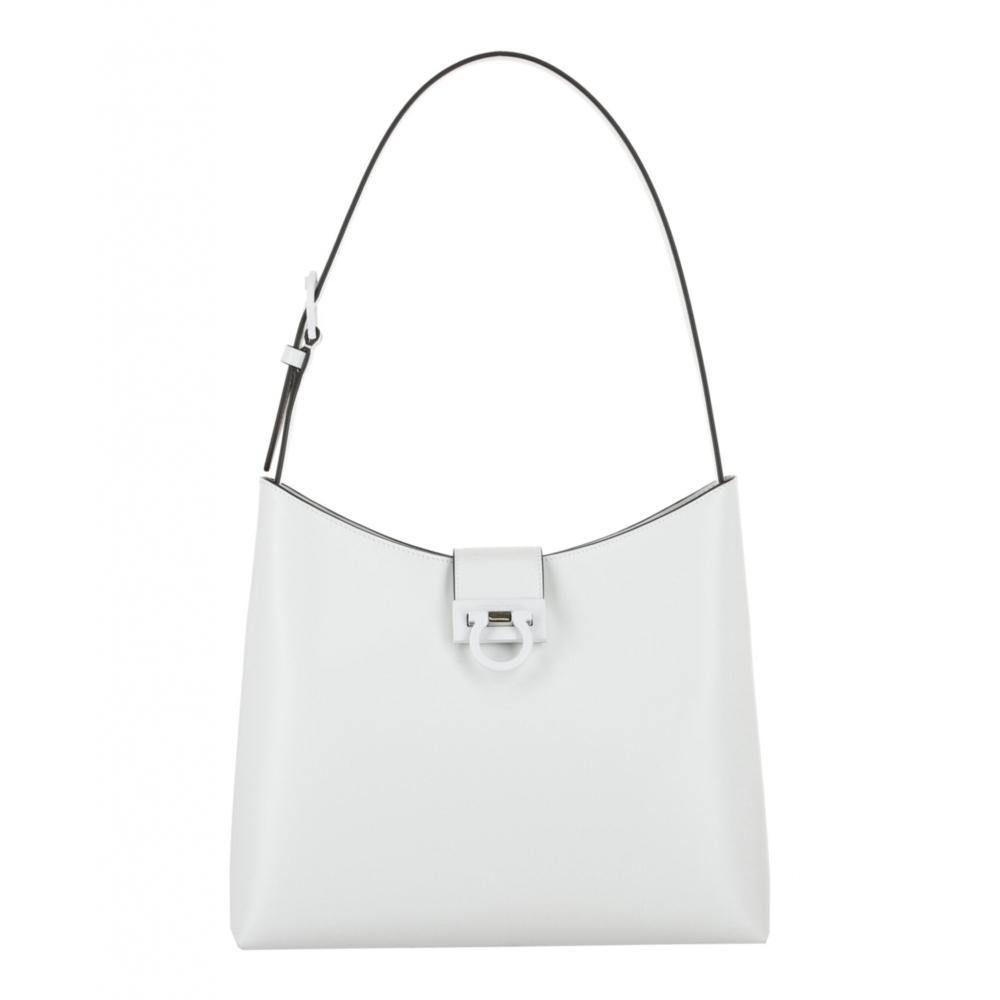 Salvatore Ferragamo Trifolio Large Shoulder Bag White 
Salvatore Ferragamo Trifolio Large Shoulder Bag White