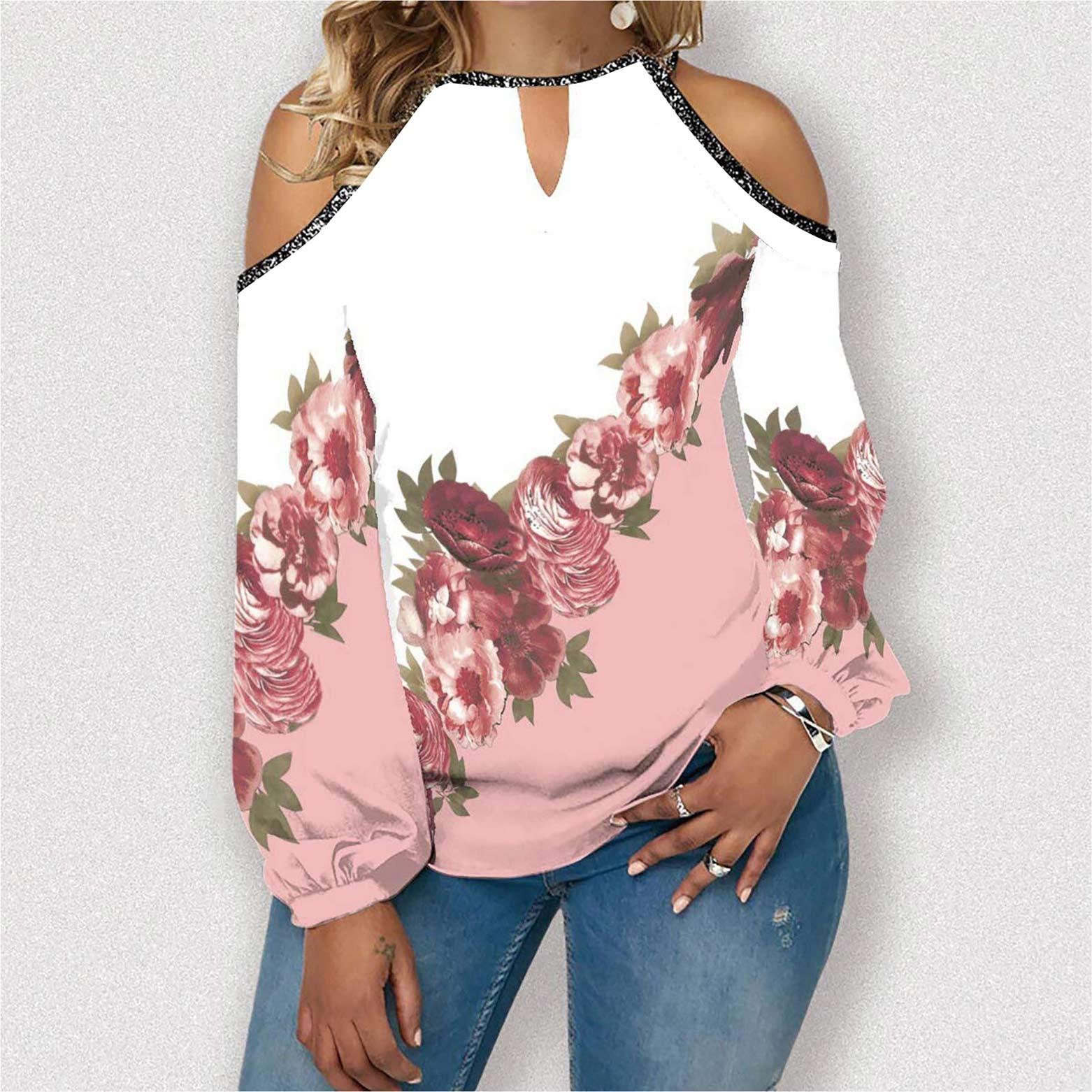 Women s Fashion Casual Temperament Flower Round Neck Off-shoulder Matching Color Long Sleeve T-shirt Top L рожевий
Women s Fashion Casual Temperament Flower Round Neck Off-shoulder Matching Color Long Sleeve T-shirt Top L рожевий