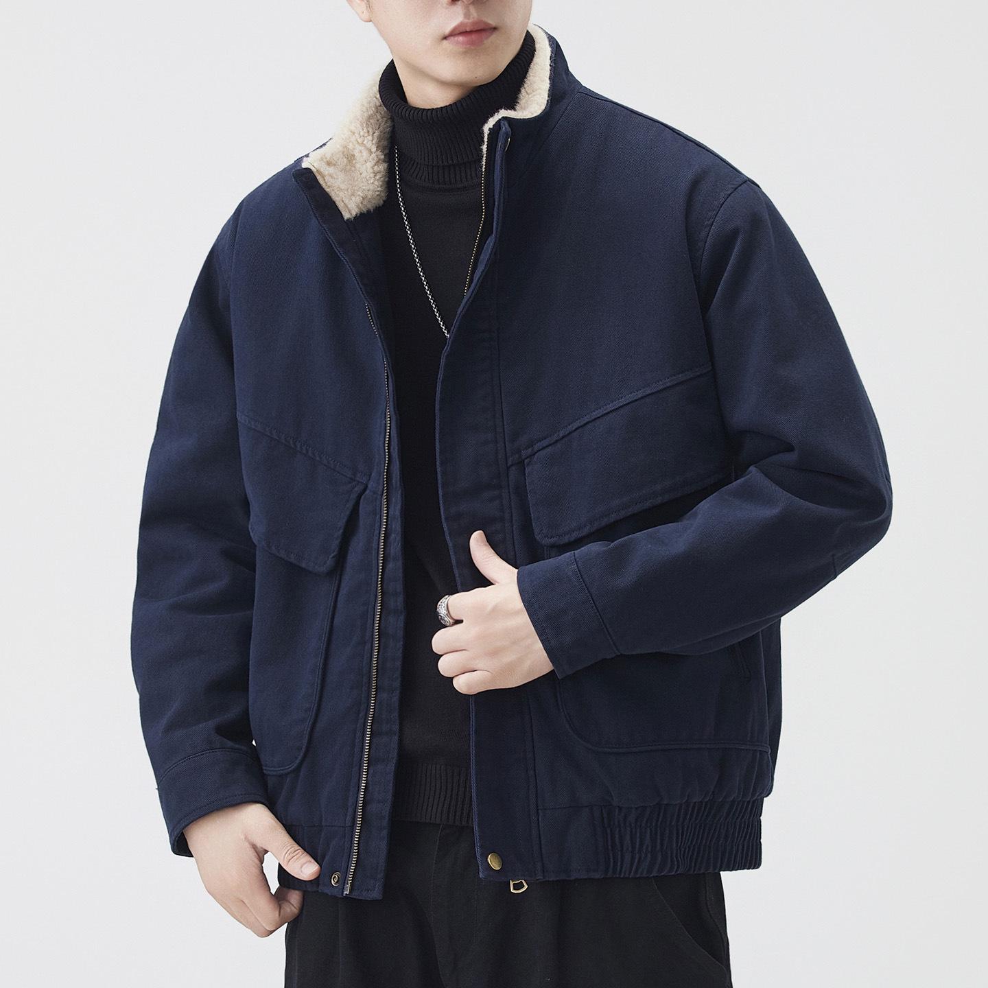 American Retro Stand Collar Lambswool Cotton Padded Jacket for Men - Thickened Warm Workwear (Autumn/Winter 2025) 2XL (160-180 jin) темно-синього кольору
American Retro Stand Collar Lambswool Cotton Padded Jacket for Men - Thickened Warm Workwear (Autumn/Winter 2025) 2XL (160-180 jin) темно-синього кольору