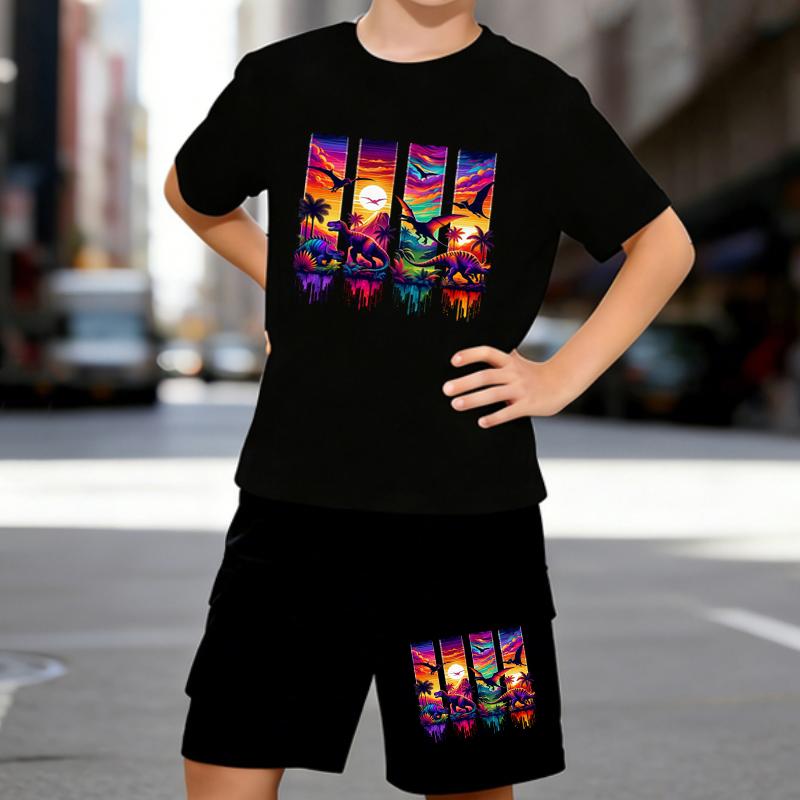 Boys 2 Piece Retro tropical dinosaur printed outfit, Short Sleeve T-Shirt and Shorts Set for Kids Age 5-14,White, Black Sporty Casual Summer Clothes 5-6 Years чёрный
Boys 2 Piece Retro tropical dinosaur printed outfit, Short Sleeve T-Shirt and Shorts Set for Kids Age 5-14,White, Black Sporty Casual Summer Clothes 5-6 Years чёрный