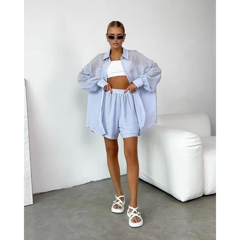 Европейский и американский летний комплект рубашки с рукавом «летучая мышь» и шорт, комплект свободной посадки Blue L
Европейский и американский летний комплект рубашки с рукавом «летучая мышь» и шорт, комплект свободной посадки Blue L