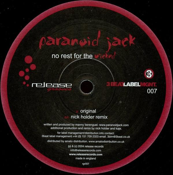 12inch Record PARANOID JACK - No Rest For The Wicked RGR007 Release Grooves 2004 Canada Dance & Electronica Used
12inch Record PARANOID JACK - No Rest For The Wicked RGR007 Release Grooves 2004 Canada Dance & Electronica Used