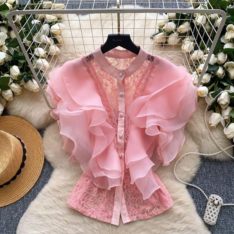 Light Luxury Socialite Fashionable Design Sense Three-Dimensional Frill Patchwork Lace blouse Women Summer French style Versatile Thin Top Pink One size
Light Luxury Socialite Fashionable Design Sense Three-Dimensional Frill Patchwork Lace blouse Women Summer French style Versatile Thin Top Pink One size