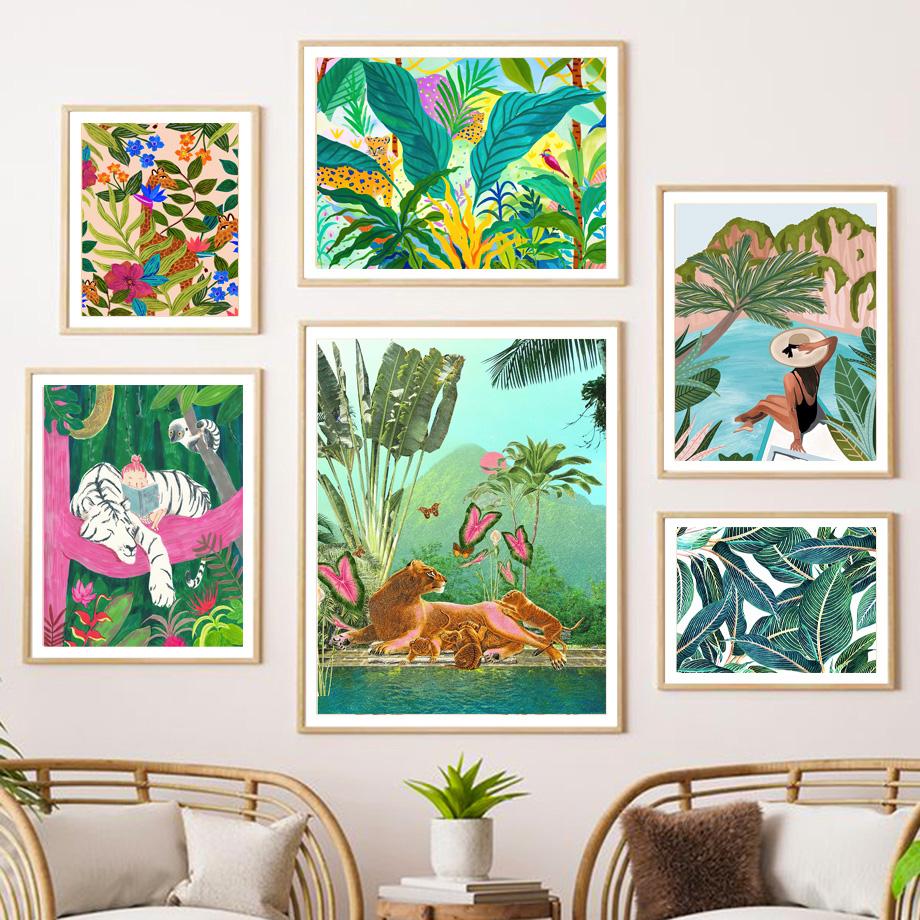 Tropical Leopard Tiger Deer Flamingo Girl Flower Wall Art Painting Poster Print Wall Picture Living Room 
Tropical Leopard Tiger Deer Flamingo Girl Flower Wall Art Painting Poster Print Wall Picture Living Room