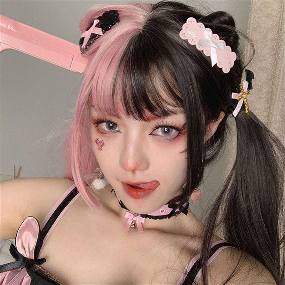 Goth Style Hair Synthetic Bangs Lolita Double Color Toupee Long Straight Hair Black&pink Wig
Goth Style Hair Synthetic Bangs Lolita Double Color Toupee Long Straight Hair Black&pink Wig