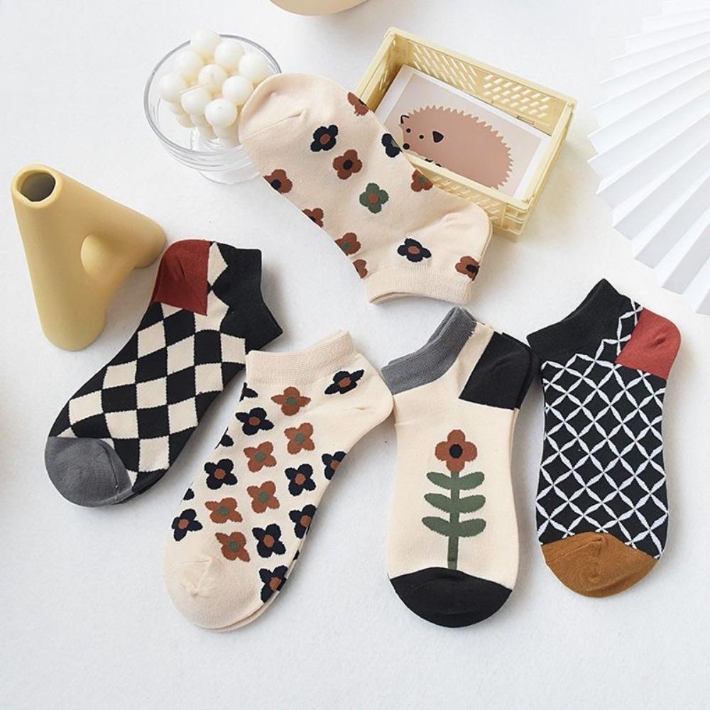 5 Pairs Small Plaid Ankle Low Sock Flower Printed Style Tube Socks High Quality Women Cotton Socks
5 Pairs Small Plaid Ankle Low Sock Flower Printed Style Tube Socks High Quality Women Cotton Socks